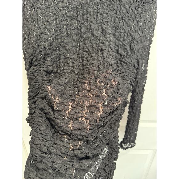Free People Day And Night Black Lace Bodysuit Stretchy High Neck Size Large - Picture 4 of 10